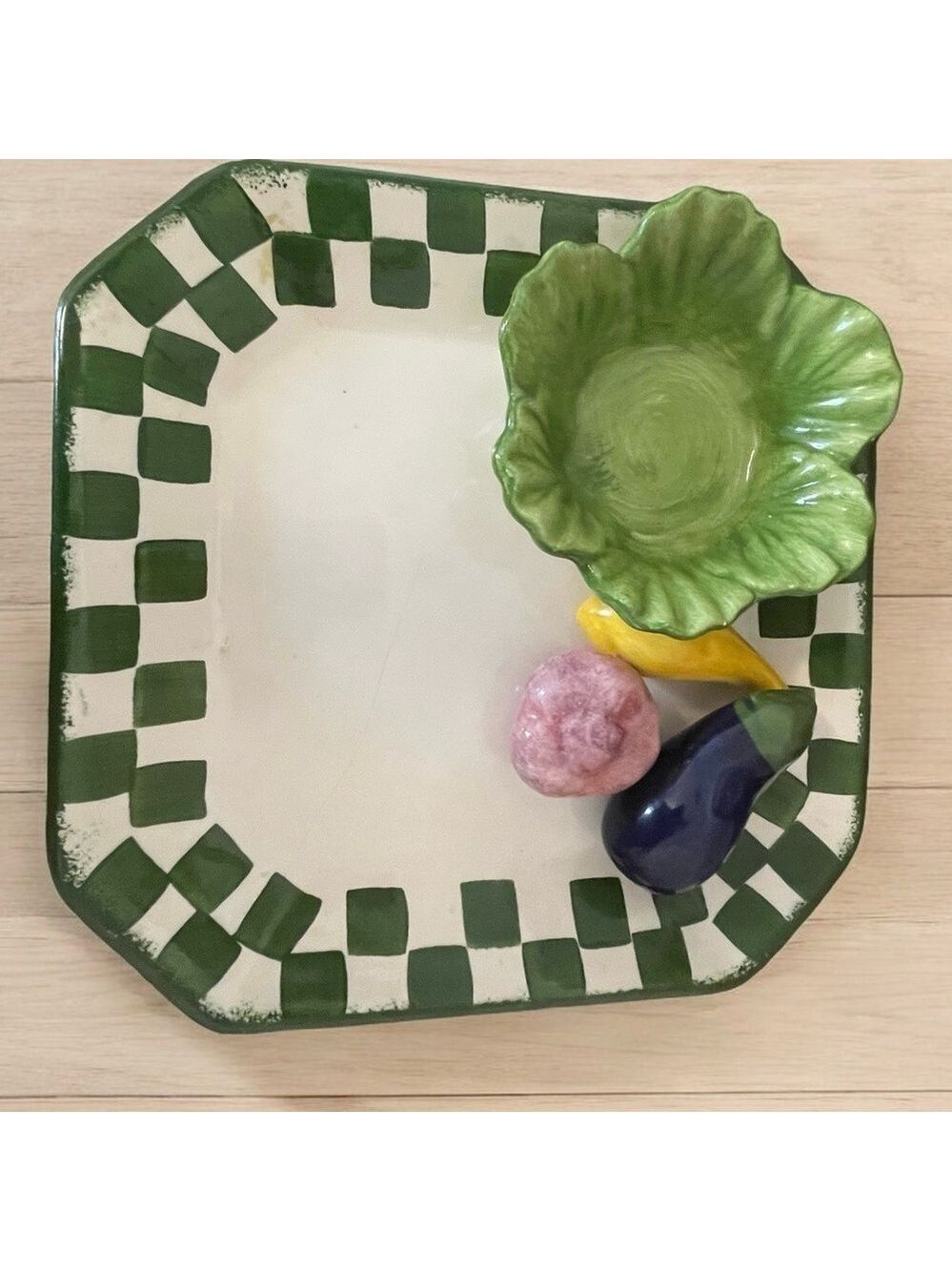 Vintage Cali Pottery Serving Tray, 10.5” x 10.5”, Fruit & Bowl Accents, …